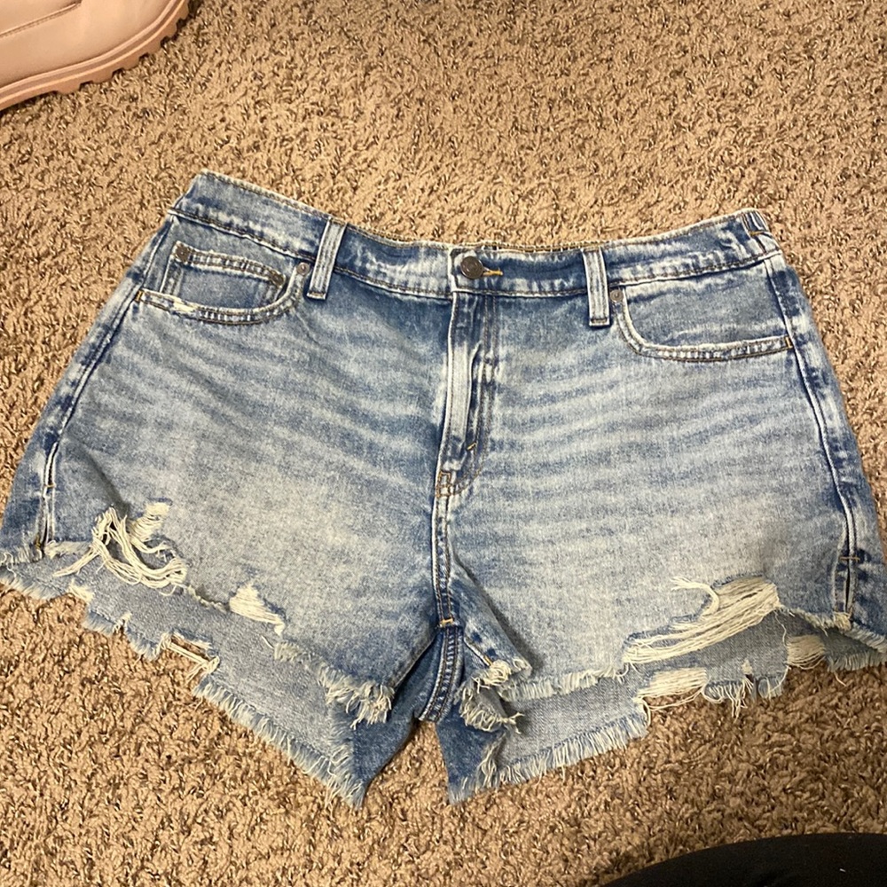 Aerie Jean Stretch Cutoff Frayed Shorts